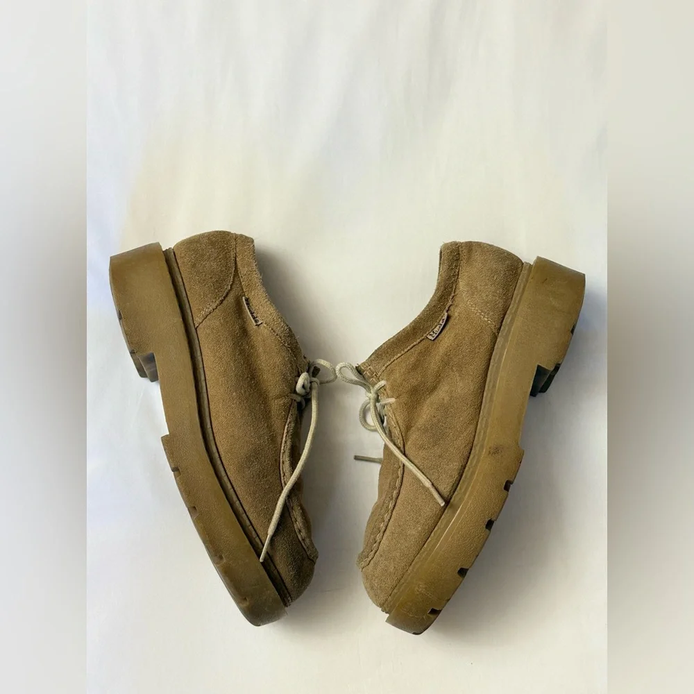Vintage Y2K Mudd Sara Suede Leather Lug Sole Chunky Heels Loafers Platform Shoes